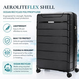 Aerolite 3 Piece PP Luggage Set – Expandable Cabin, Large 100L & XL 144L Suitcases, Premium Polypropylene Hard Shell Made Using Recycled Ocean Plastic, 4 Spinner Wheels, TSA Locks & Waterproof Pockets, Black