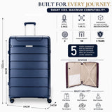 Aerolite 32" XL 144L Lightweight Checked Suitcase – Extra Large Hard Shell Luggage Made Using Recycled Ocean Plastic, 4 Spinner Wheels, TSA Lock & Waterproof Pocket (Blue)