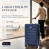 Aerolite 3 Piece PP Luggage Set – Expandable Cabin, Large 100L & XL 144L Suitcases, Premium Polypropylene Hard Shell Made Using Recycled Ocean Plastic, 4 Spinner Wheels, TSA Locks & Waterproof Pockets, Metallic Blue