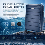 Aerolite 32" XL 144L Lightweight Checked Suitcase – Extra Large Hard Shell Luggage Made Using Recycled Ocean Plastic, 4 Spinner Wheels, TSA Lock & Waterproof Pocket (Blue)