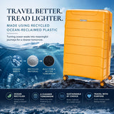 Aerolite 3 Piece PP Luggage Set – Expandable Cabin, Large 100L & XL 144L Suitcases, Premium Polypropylene Hard Shell Made Using Recycled Ocean Plastic, 4 Spinner Wheels, TSA Locks & Waterproof Pockets, Mango