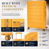 Aerolite 3 Piece PP Luggage Set – Expandable Cabin, Large 100L & XL 144L Suitcases, Premium Polypropylene Hard Shell Made Using Recycled Ocean Plastic, 4 Spinner Wheels, TSA Locks & Waterproof Pockets, Mango