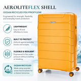 Aerolite 32" XL 144L Lightweight Checked Suitcase – Extra Large Hard Shell Luggage Made Using Recycled Ocean Plastic, 4 Spinner Wheels, TSA Lock & Waterproof Pocket (Mango)
