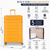 Aerolite 3 Piece PP Luggage Set – Expandable Cabin, Large 100L & XL 144L Suitcases, Premium Polypropylene Hard Shell Made Using Recycled Ocean Plastic, 4 Spinner Wheels, TSA Locks & Waterproof Pockets, Mango