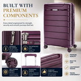 Aerolite 32" XL 144L Lightweight Checked Suitcase – Extra Large Hard Shell Luggage Made Using Recycled Ocean Plastic, 4 Spinner Wheels, TSA Lock & Waterproof Pocket (Wine)