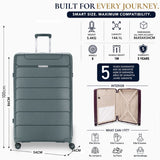 Aerolite 3 Piece PP Luggage Set – Expandable Cabin, Large 100L & XL 144L Suitcases, Premium Polypropylene Hard Shell Made Using Recycled Ocean Plastic, 4 Spinner Wheels, TSA Locks & Waterproof Pockets, Dark Green