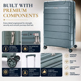 Aerolite 32" XL 144L Lightweight Checked Suitcase – Extra Large Hard Shell Luggage Made Using Recycled Ocean Plastic, 4 Spinner Wheels, TSA Lock & Waterproof Pocket (Dark Green)