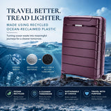 Aerolite Large 28" Lightweight 100.8L Check-In Suitcase – Hard Shell Luggage Made Using Recycled Ocean Plastic, 4 Spinner Wheels, YKK® Zippers, TSA Lock & Waterproof Pocket (Wine)