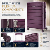 Aerolite Large 28" Lightweight 100.8L Check-In Suitcase – Hard Shell Luggage Made Using Recycled Ocean Plastic, 4 Spinner Wheels, YKK® Zippers, TSA Lock & Waterproof Pocket (Wine)