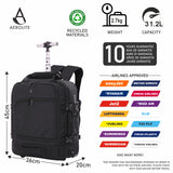 Aerolite 45x36x20 Easyjet Maximum Size Backpack Trolley Bag With 2 Wheels Recycled Eco-Friendly Cabin Luggage Approved Extendable Handle Travel Carry On Holdall Flight Rucksack with 10 Year Warranty - Aerolite UK