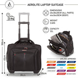 Aerolite Ryanair Priority Boarding, Easyjet Plus, BA, WizzPriority, Jet2 Approved Rolling Padded Laptop Case Bag 2 Wheels - Fits up to 15.6", Overnight Trolley Business Hand Cabin Luggage Case (Black)