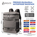 Aerolite Waterproof Backpack – Easyjet Maximum Underseat Size 45×36×20cm, 32L Cabin Rucksack with 15.6″ Laptop Sleeve, Multiple Pockets & Travel-Friendly Features – Dark Green