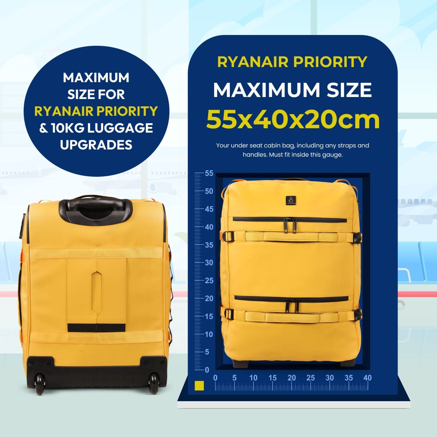 Aerolite Waterproof Trolley Cabin Bag Ryanair Priority Max Size 55x40 Aerolite Waterproof Trolley Cabin Bag Ryanair Priority Max Size 55x40