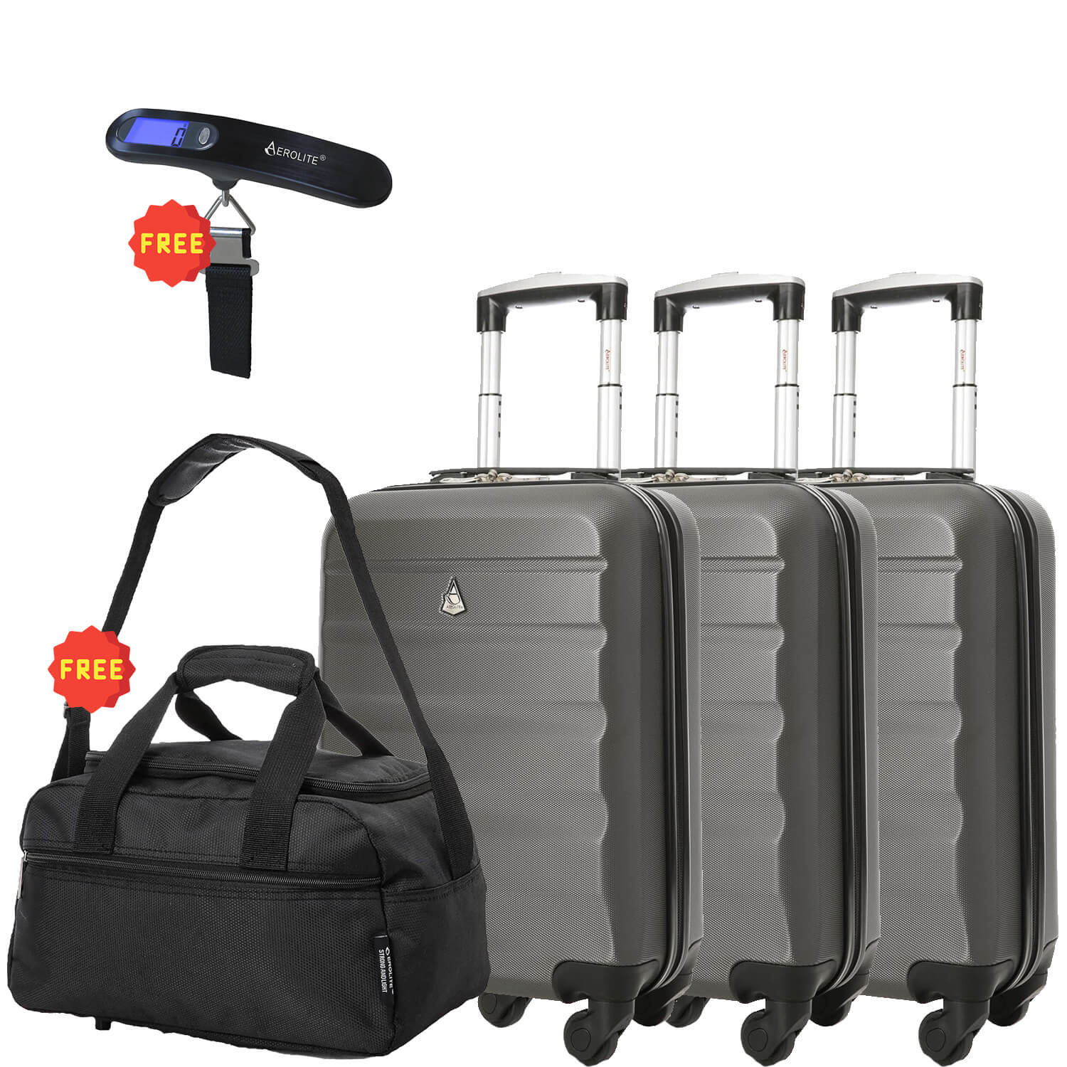 Aerolite (55x35x20cm) Set of 3 Lightweight Hard Shell Cabin Suitcase ( –  Aerolite UK