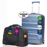 Aerolite Ryanair & Wizz Air Cabin Luggage Set – 55x40x20cm Expandable to 55x40x23cm Hard Shell Suitcase with TSA Lock & 2 Wheels + 40x30x20cm Underseat Holdall, Priority Max Size Carry-On Bundle (Blue/Black)
