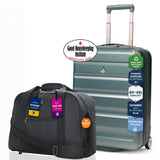 Aerolite Ryanair & Wizz Air Cabin Luggage Set – 55x40x20cm Expandable to 55x40x23cm Hard Shell Suitcase with TSA Lock & 2 Wheels + 40x30x20cm Underseat Holdall, Priority Max Size Carry-On Bundle (Forest Green/Black)