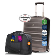 Aerolite Ryanair & Wizz Air Cabin Luggage Set – 55x40x20cm Expandable to 55x40x23cm Hard Shell Suitcase with TSA Lock & 2 Wheels + 40x30x20cm Underseat Holdall, Priority Max Size Carry-On Bundle (Charcoal/Black)