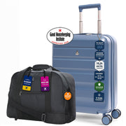Aerolite Ryanair & Wizz Air Cabin Luggage Set – 55x40x20cm Expandable to 55x40x23cm ABS-Polycarbonate Hard Shell Suitcase with 8 Spinner Wheels & TSA Lock + 40x30x20cm 24L Underseat Holdall, Priority Carry-On Bundle (Blue/Black)