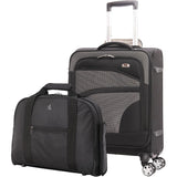 Aerolite 2 Piece Ryanair Cabin Luggage Set – Expandable 55x40x20cm Carry On Suitcase & 40x30x20cm Underseat Holdall, Priority Hand Luggage, 4 Spinner Wheels (Black)