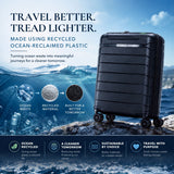 Aerolite Premium PP Expandable Cabin Suitcase 55x40x20cm to 55x40x23cm, Ryanair & Wizz Air Priority Max Size, Lightweight Polypropylene Hard Shell Carry-On with 4 Wheels & TSA Lock - Black