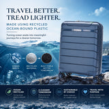 Aerolite Ryanair & Wizz Air Cabin Luggage Set – 55x40x20cm Expandable to 55x40x23cm Premium Recycled Ocean Plastic PP Hard Shell Suitcase with 4 Wheels & TSA Lock + 40x30x20cm 24L Underseat Holdall, Priority Carry-On Bundle (Blue+Black)