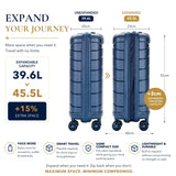 Aerolite Ryanair & Wizz Air Cabin Luggage Set – 55x40x20cm Expandable to 55x40x23cm Premium Recycled Ocean Plastic PP Hard Shell Suitcase with 4 Wheels & TSA Lock + 40x30x20cm 24L Underseat Holdall, Priority Carry-On Bundle (Blue+Black)