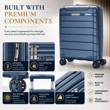 Aerolite Ryanair & Wizz Air Cabin Luggage Set – 55x40x20cm Expandable to 55x40x23cm Premium Recycled Ocean Plastic PP Hard Shell Suitcase with 4 Wheels & TSA Lock + 40x30x20cm 24L Underseat Holdall, Priority Carry-On Bundle (Blue+Black)