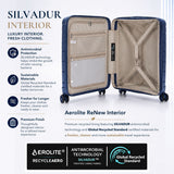 Aerolite Ryanair & Wizz Air Cabin Luggage Set – 55x40x20cm Expandable to 55x40x23cm Premium Recycled Ocean Plastic PP Hard Shell Suitcase with 4 Wheels & TSA Lock + 40x30x20cm 24L Underseat Holdall, Priority Carry-On Bundle (Blue+Black)