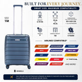 Aerolite Ryanair & Wizz Air Cabin Luggage Set – 55x40x20cm Expandable to 55x40x23cm Premium Recycled Ocean Plastic PP Hard Shell Suitcase with 4 Wheels & TSA Lock + 40x30x20cm 24L Underseat Holdall, Priority Carry-On Bundle (Blue+Black)