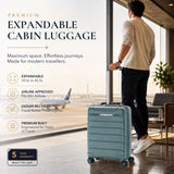 Aerolite Premium PP Expandable Cabin Suitcase 55x40x20cm to 55x40x23cm, Ryanair & Wizz Air Priority Max Size, Lightweight Polypropylene Hard Shell Carry-On with 4 Wheels & TSA Lock - Green