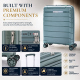 Aerolite Premium PP Expandable Cabin Suitcase 55x40x20cm to 55x40x23cm, Ryanair & Wizz Air Priority Max Size, Lightweight Polypropylene Hard Shell Carry-On with 4 Wheels & TSA Lock - Green