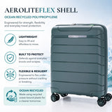 Aerolite Premium PP Expandable Cabin Suitcase 55x40x20cm to 55x40x23cm, Ryanair & Wizz Air Priority Max Size, Lightweight Polypropylene Hard Shell Carry-On with 4 Wheels & TSA Lock - Green
