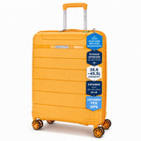 Aerolite Premium PP Expandable Cabin Suitcase 55x40x20cm to 55x40x23cm, Ryanair & Wizz Air Priority Max Size, Lightweight Polypropylene Hard Shell Carry-On with 4 Wheels & TSA Lock - Mango