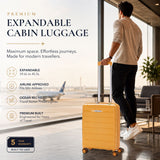 Aerolite Ryanair & Wizz Air Cabin Luggage Set – 55x40x20cm Expandable to 55x40x23cm Premium Recycled Ocean Plastic PP Hard Shell Suitcase with 4 Wheels & TSA Lock + 40x30x20cm 24L Underseat Holdall, Priority Carry-On Bundle (Mango+Black)