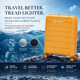 Aerolite Premium PP Expandable Cabin Suitcase 55x40x20cm to 55x40x23cm, Ryanair & Wizz Air Priority Max Size, Lightweight Polypropylene Hard Shell Carry-On with 4 Wheels & TSA Lock - Mango