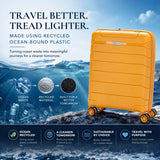 Aerolite Ryanair & Wizz Air Cabin Luggage Set – 55x40x20cm Expandable to 55x40x23cm Premium Recycled Ocean Plastic PP Hard Shell Suitcase with 4 Wheels & TSA Lock + 40x30x20cm 24L Underseat Holdall, Priority Carry-On Bundle (Mango+Black)