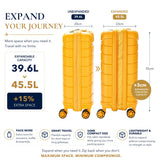 Aerolite Premium PP Expandable Cabin Suitcase 55x40x20cm to 55x40x23cm, Ryanair & Wizz Air Priority Max Size, Lightweight Polypropylene Hard Shell Carry-On with 4 Wheels & TSA Lock - Mango