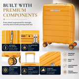 Aerolite Ryanair & Wizz Air Cabin Luggage Set – 55x40x20cm Expandable to 55x40x23cm Premium Recycled Ocean Plastic PP Hard Shell Suitcase with 4 Wheels & TSA Lock + 40x30x20cm 24L Underseat Holdall, Priority Carry-On Bundle (Mango+Black)