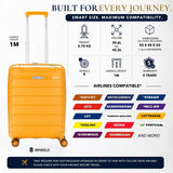 Aerolite Ryanair & Wizz Air Cabin Luggage Set – 55x40x20cm Expandable to 55x40x23cm Premium Recycled Ocean Plastic PP Hard Shell Suitcase with 4 Wheels & TSA Lock + 40x30x20cm 24L Underseat Holdall, Priority Carry-On Bundle (Mango+Black)