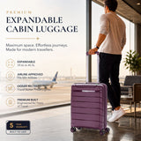 Aerolite Expandable Cabin Suitcase 55x40x20cm to 55x40x23cm – Ryanair & Wizz Air Priority Approved Lightweight Hard Shell Carry On Luggage Made Using Recycled Ocean Plastic, TSA Lock & 4 Spinner Wheels (Wine)
