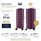 Aerolite Expandable Cabin Suitcase 55x40x20cm to 55x40x23cm – Ryanair & Wizz Air Priority Approved Lightweight Hard Shell Carry On Luggage Made Using Recycled Ocean Plastic, TSA Lock & 4 Spinner Wheels (Wine)