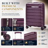 Aerolite Expandable Cabin Suitcase 55x40x20cm to 55x40x23cm – Ryanair & Wizz Air Priority Approved Lightweight Hard Shell Carry On Luggage Made Using Recycled Ocean Plastic, TSA Lock & 4 Spinner Wheels (Wine)