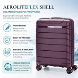 Aerolite Expandable Cabin Suitcase 55x40x20cm to 55x40x23cm – Ryanair & Wizz Air Priority Approved Lightweight Hard Shell Carry On Luggage Made Using Recycled Ocean Plastic, TSA Lock & 4 Spinner Wheels (Wine)