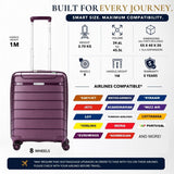 Aerolite Expandable Cabin Suitcase 55x40x20cm to 55x40x23cm – Ryanair & Wizz Air Priority Approved Lightweight Hard Shell Carry On Luggage Made Using Recycled Ocean Plastic, TSA Lock & 4 Spinner Wheels (Wine)
