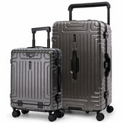 Aerolite Premium Aluminium Frame Luggage Set – 55cm Cabin Suitcase with Front Laptop Compartment + Large 97.6L Trunk Suitcase, Zipperless TSA Latch Locks, Silent Hinomoto Wheels, Polycarbonate Hard Shell, 15 Year Warranty - Charcoal