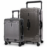 Aerolite Premium Aluminium Frame Luggage Set – 55cm Cabin Suitcase with Front Laptop Compartment + Large 97.6L Trunk Suitcase, Zipperless TSA Latch Locks, Silent Hinomoto Wheels, Polycarbonate Hard Shell, 15 Year Warranty - Charcoal