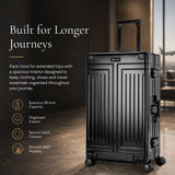 Aerolite M-Lite Premium Full Aluminium Large Suitcase, Zipperless TSA Locks, SILVADUR™ Antimicrobial Interior, 360° Spinner Wheels, Checked Luggage, 15-Year Warranty - Black