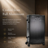 Aerolite M-Lite Premium Full Aluminium Large Suitcase, Zipperless TSA Locks, SILVADUR™ Antimicrobial Interior, 360° Spinner Wheels, Checked Luggage, 15-Year Warranty - Black
