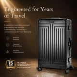 Aerolite M-Lite Premium Full Aluminium Large Suitcase, Zipperless TSA Locks, SILVADUR™ Antimicrobial Interior, 360° Spinner Wheels, Checked Luggage, 15-Year Warranty - Black