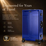 Aerolite M-Lite Premium Full Aluminium Large Suitcase, Zipperless TSA Locks, SILVADUR™ Antimicrobial Interior, 360° Spinner Wheels, Checked Luggage, 15-Year Warranty - Blue